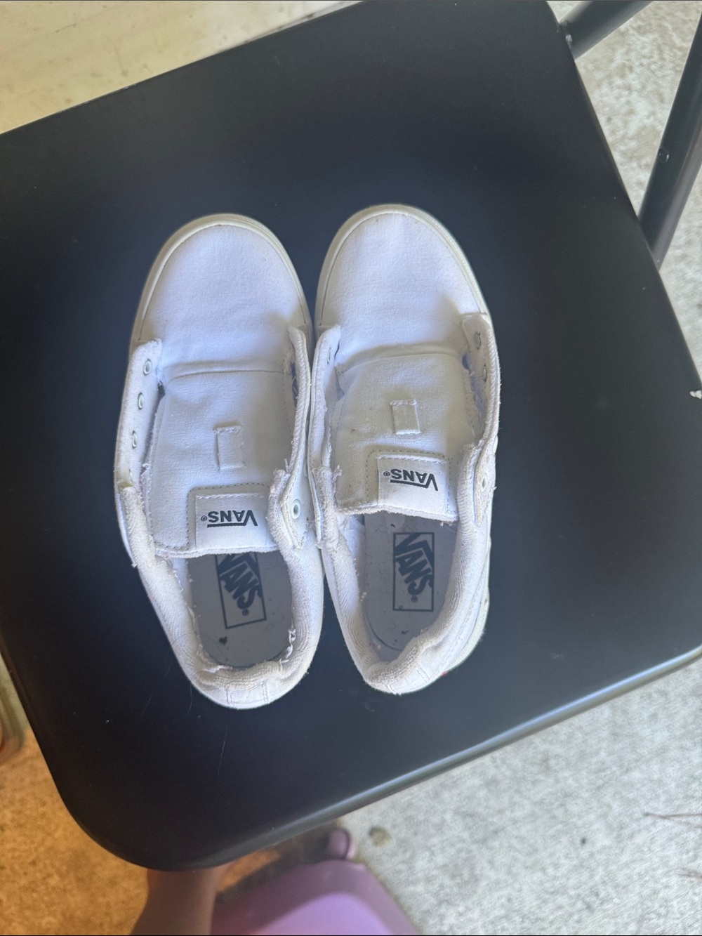 Vans Kids White Slip-On Canvas Sneakers